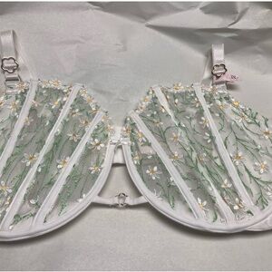 Victoria's Secret White and Green Floral Bra